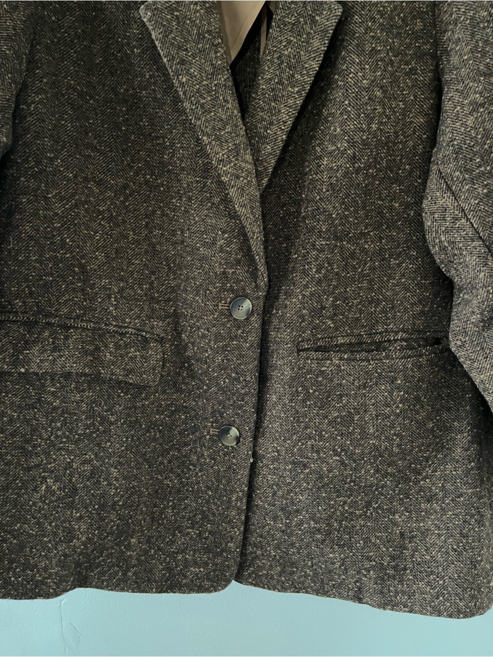NWT Old Navy Brown Herringbone Tweed Blazer 3X Oversized Preppy Quiet Luxury - Picture 3 of 6